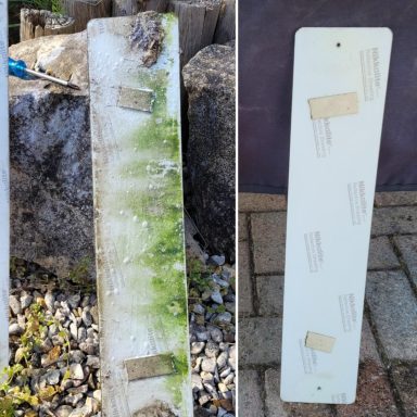 Number plates removed to enable us to clean behind them