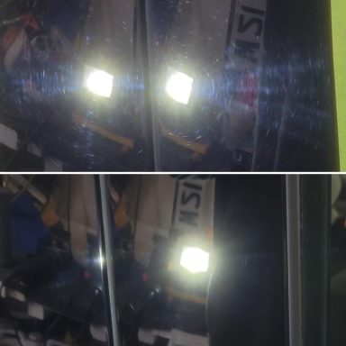 Before / after of the gloss black pillars