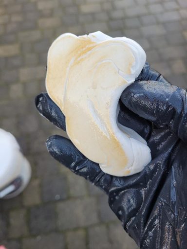 Contamination removed from the paintwork via a clay bar